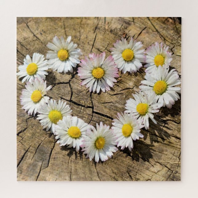Daisy Heart Jigsaw Puzzle Love Cadeau (Horizontal)