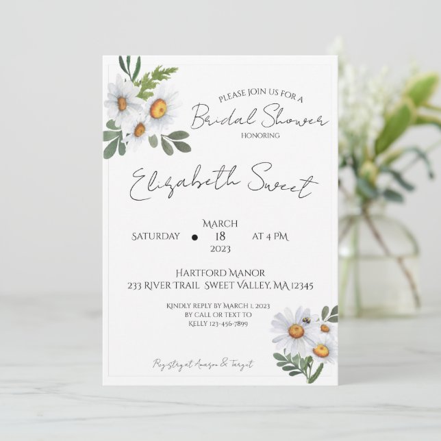 DAISY Invitation de douche nuptiale, marguerites (Debout devant)