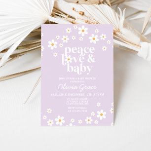 Daisy Lilac Peace Love Baby shower Invitation
