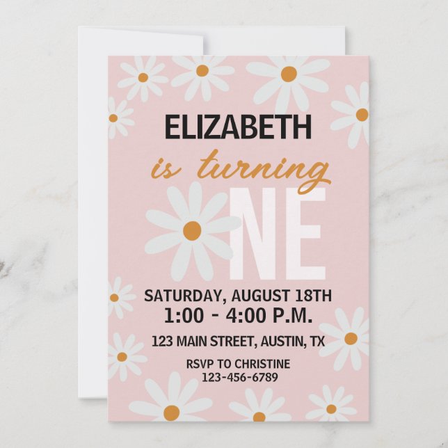 Daisy Little Girls First Birthday Invitation (Devant)