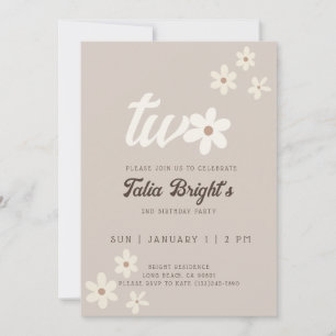 Daisy naturel Boho Invitation d'anniversaire