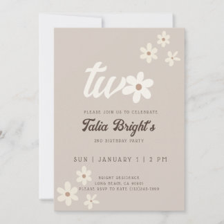 Daisy naturel Boho Invitation d'anniversaire