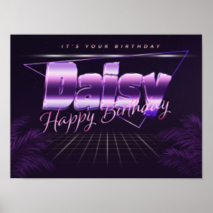 Daisy Nom Vorname lila retro Poster Geburtstag