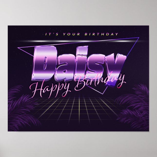 Daisy Nom Vorname lila retro Poster Geburtstag (Devant)