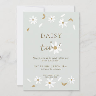 Daisy Party 2ème anniversaire Invitation - Sage