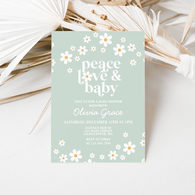 Daisy Peace Love Baby shower Invitation (Créateur téléchargé)