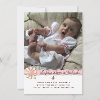 Daisy Pink Ribbon Invitation photo religieuse
