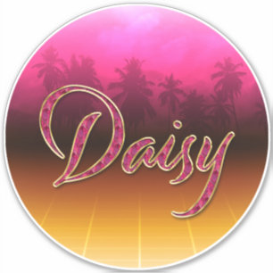 Daisy prénom nom autocollant sticker rose doré