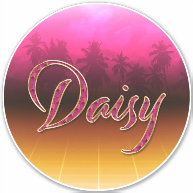 Daisy prénom nom autocollant sticker rose doré (Devant)