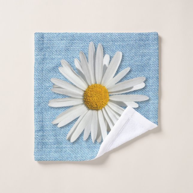 Daisy réel branché sur Denim puré pâle - Hippie (Gant de toilette)