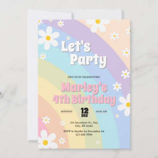 Daisy Retro Anniversaire Invitation