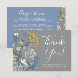 Daisy Rowan Navy & Yellow Floral Carte de remercie