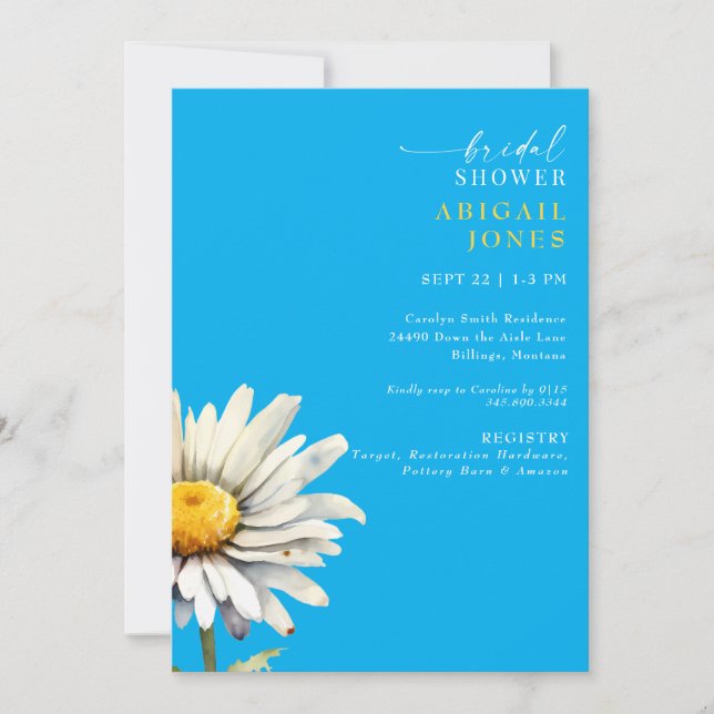 Daisy Stem Spring Invitation de la douche nuptiale (Devant)