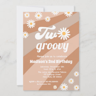 Daisy Two Super Boho 2e Invitations d'anniversaire