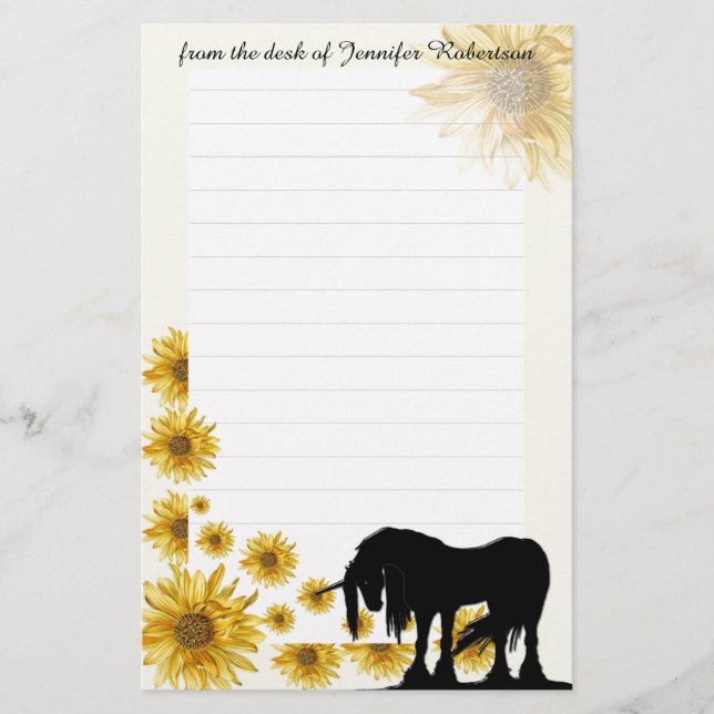 Daisy Unicorn Papeterie avec lignes (Devant)