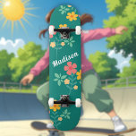 Daisy Vintage Bouquet Pattern in Green Skateboard<br><div class="desc">Daisy Vintage Bouquet Pattern in Green Skateboard. Playful,  cute,  pretty & feminine by Dreaming Cocoon. Personalize and add name to the skateboard deck. A perfect gift for a girl who loves skateboarding,  outdoorsy and pretty flowers.</div>