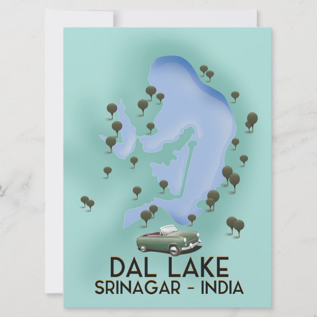 Dal Lake,Srinagar,Inde affiche de voyage Carte (Devant)
