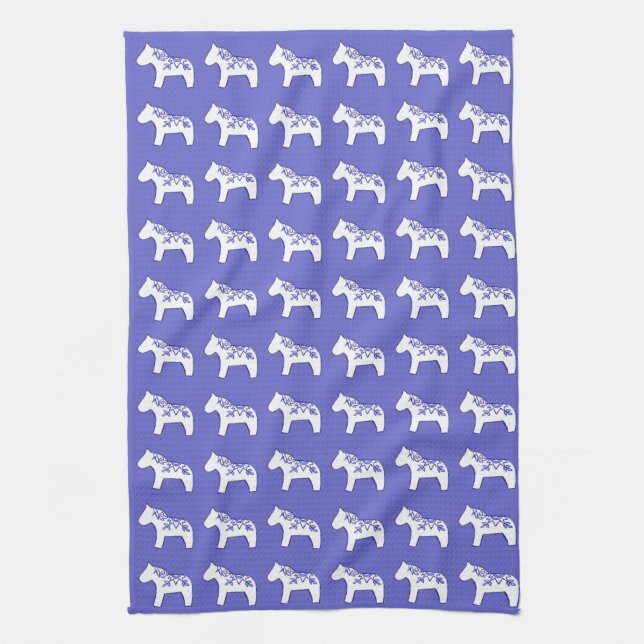 Dala bleu et blanc Cheval Serviette de cuisine (Vertical)