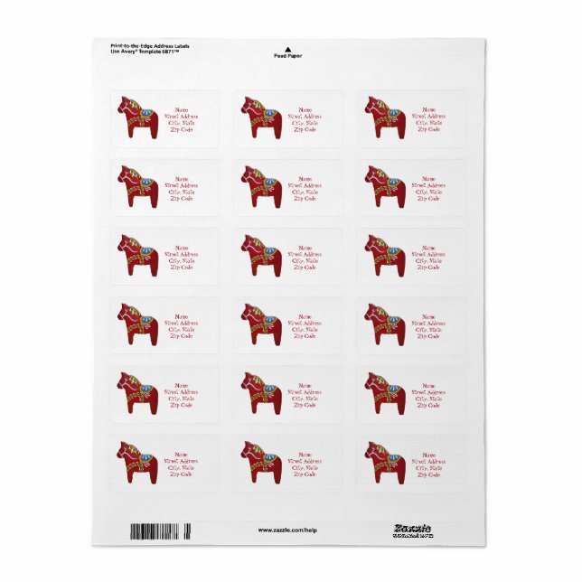 Dala Horse par Julia Persson Morrill Étiquette de  (Feuille entière)