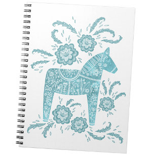 Dala suédois Cheval Turquoise et Carnet blanc