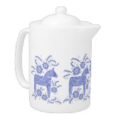 Dala suédoise Horse Indigo Blue and White Teapot (Gauche)