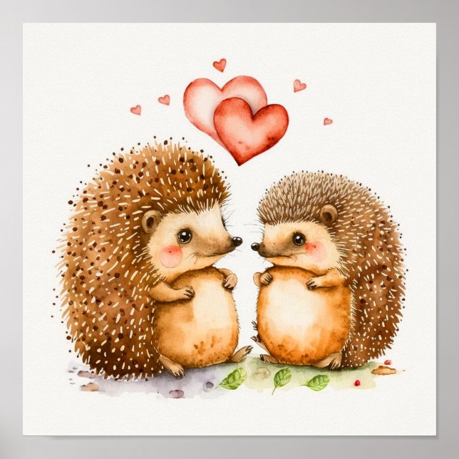 Dale and Peggy Valentine Hedgehogs Poster Print (Devant)