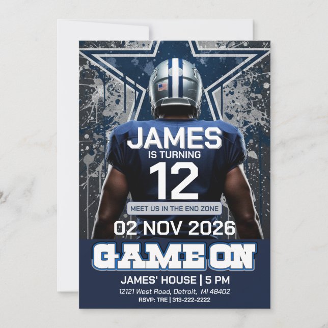 Dallas Football Birthday Invitation (Devant)