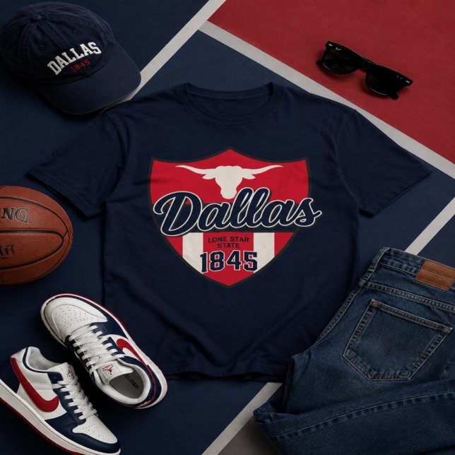 Dallas Heritage Shield Graphic T-Shirt Vintag (Créateur téléchargé)