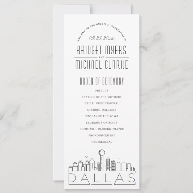 Dallas | Programme Moderne de Mariage Déco (Devant)