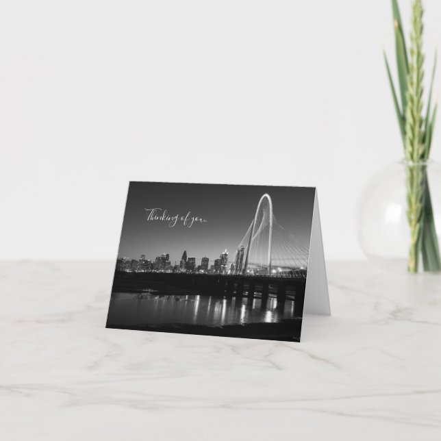 Dallas Skyline Dawn Grayscale Penser À Votre Carte (Devant)