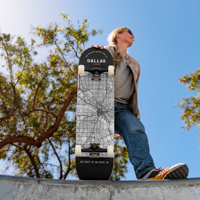 Dallas, Texas City Map Skateboard (Extérieur 1)