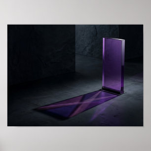 Dalle de verre violet et art mural minimaliste d'o