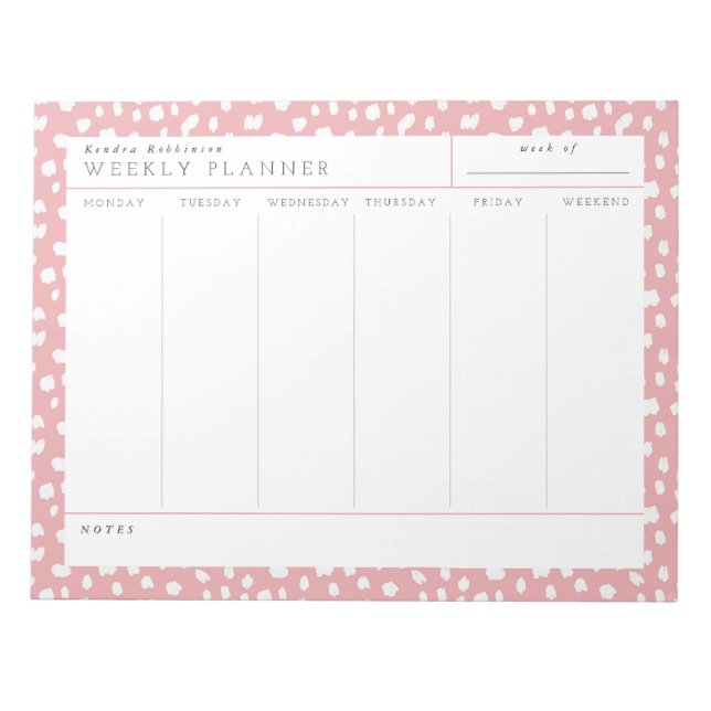 Dalmatie Persuasion Pink Weekly Planner Bloc-notes (Devant)