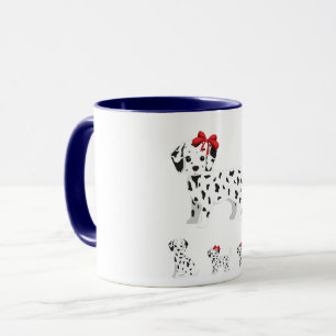 Dalmatien avec chiots combo mug deux tonalités.