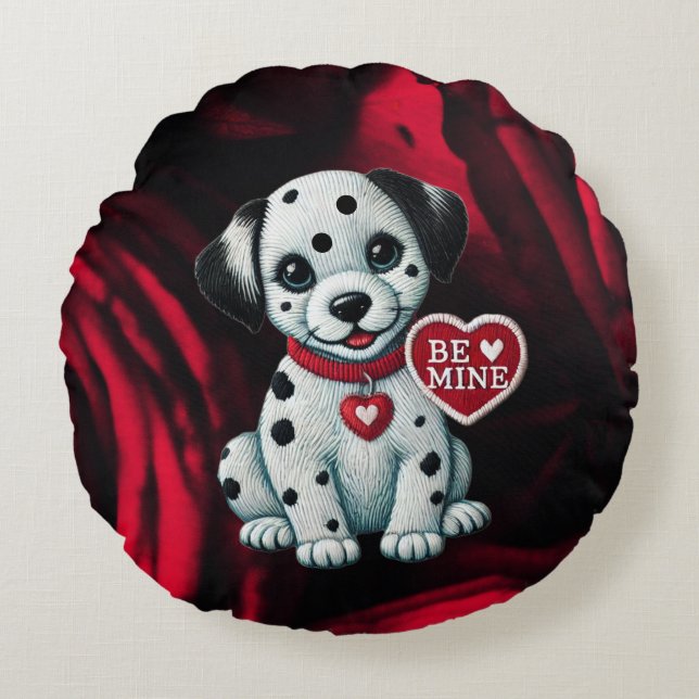 Dalmatienne chiot amour Coussin rond - Soyez à moi (Devant)