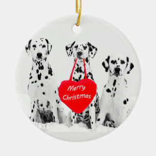 Dalmatiens désirant Joyeux Noël Coeur Ornement