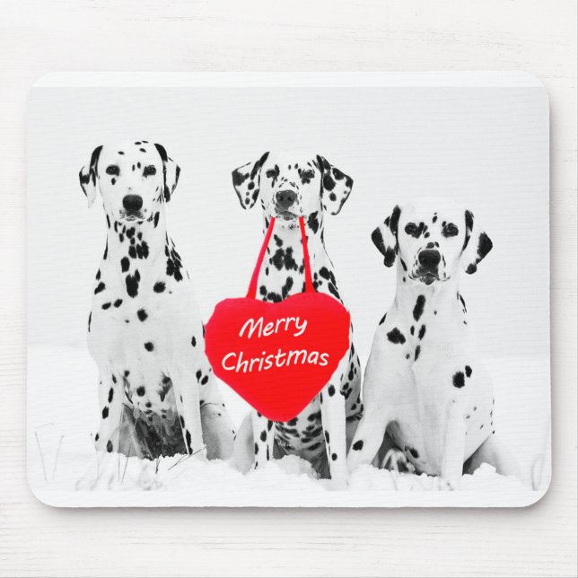 Dalmatiens désirant Joyeux tapis de souris de Noël (Devant)