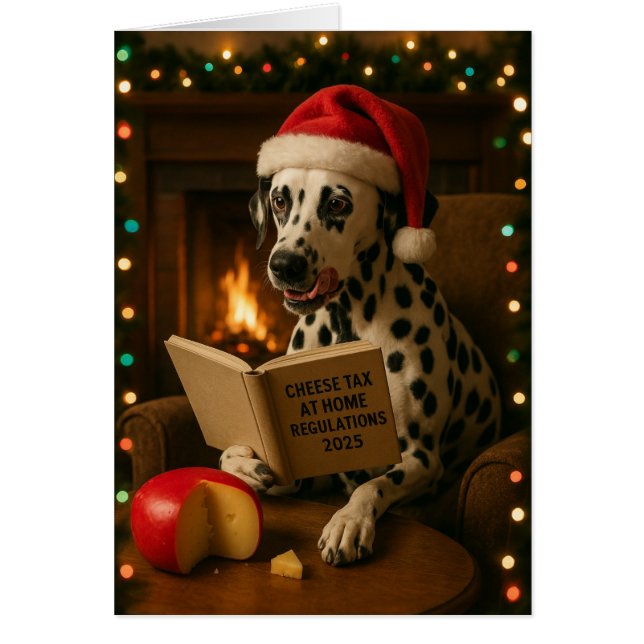 Dalmation 'Cheese Tax' Christmas card (Devant)