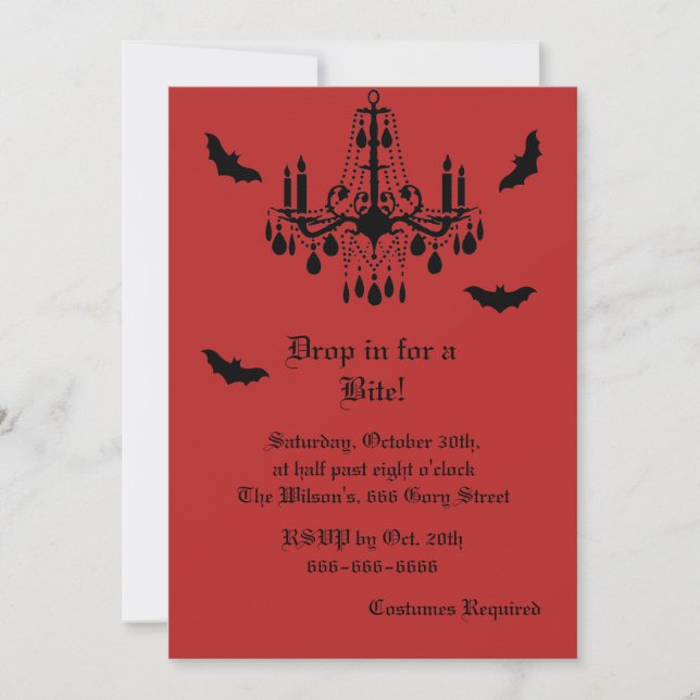 Damas avec chauves-souris Halloween Invitation (Devant)