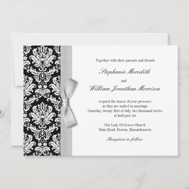 Damas Avec Faire-part de mariage En Argent Gris (Devant)