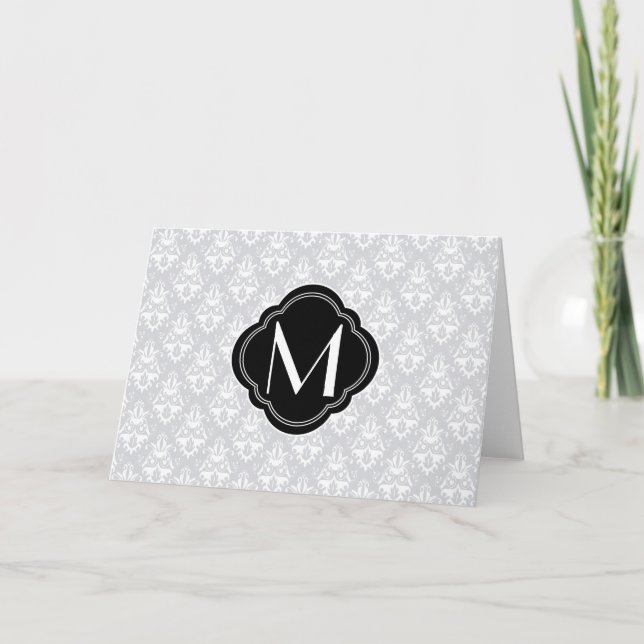 Damas blanc et gris avec Monogramme (Devant)