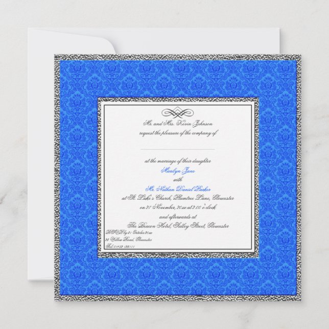Damas bleues avec Faire-part de mariage en U.K. (Devant)