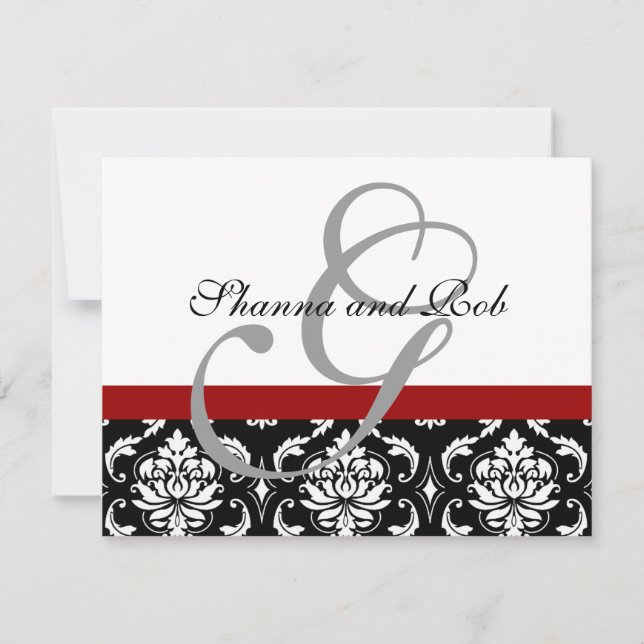Damas carte RSVP mariage avec choix de menu (Devant)