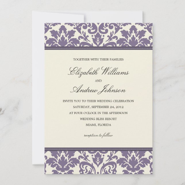 DAMAS CLASSEMENT VIOLET | CARTES D'INVITATION DE M (Devant)