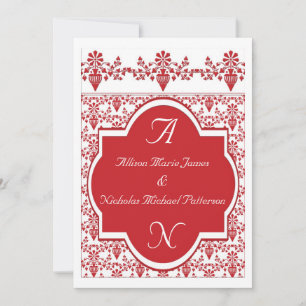 Damas de Faire-part de mariage rouge et blanc