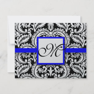 Damas de fleur noire avec la carte RSVP Royal Blue