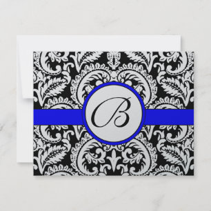 Damas de fleur noire avec la carte RSVP Royal Blue
