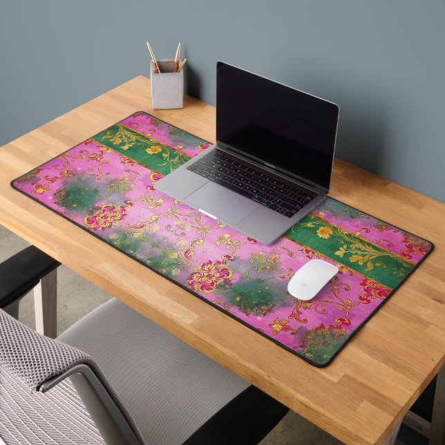 Damas de Grunge Rose sauvage - Tapis de bureau (Bureau 2)