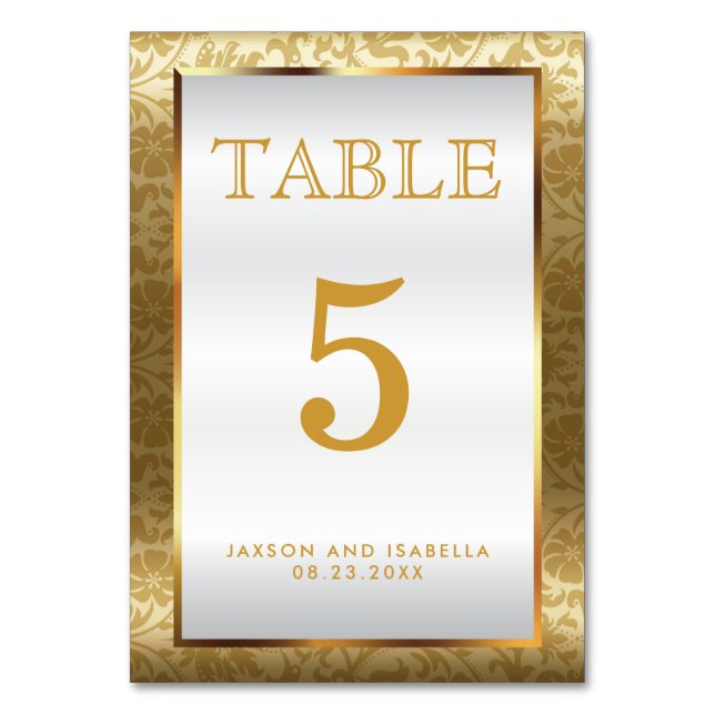 Damas d'or et satin blanc - Carte table (Par défaut)