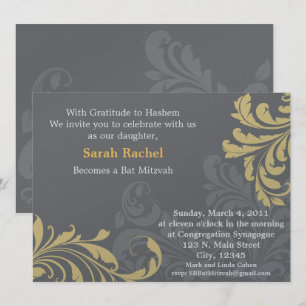 Damas en métal gris - Invitation jaune